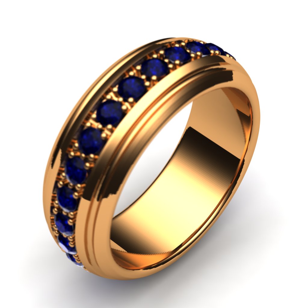 кольцо из желтого золота с сапфиром
